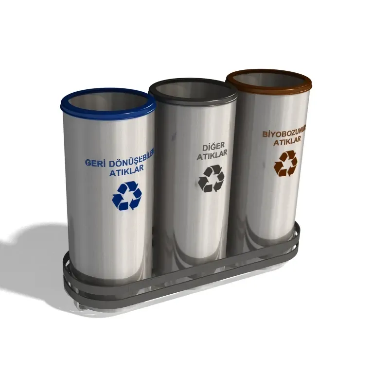 3 lü Geri Dönüşüm Çöp Kutusu -GDK-3016