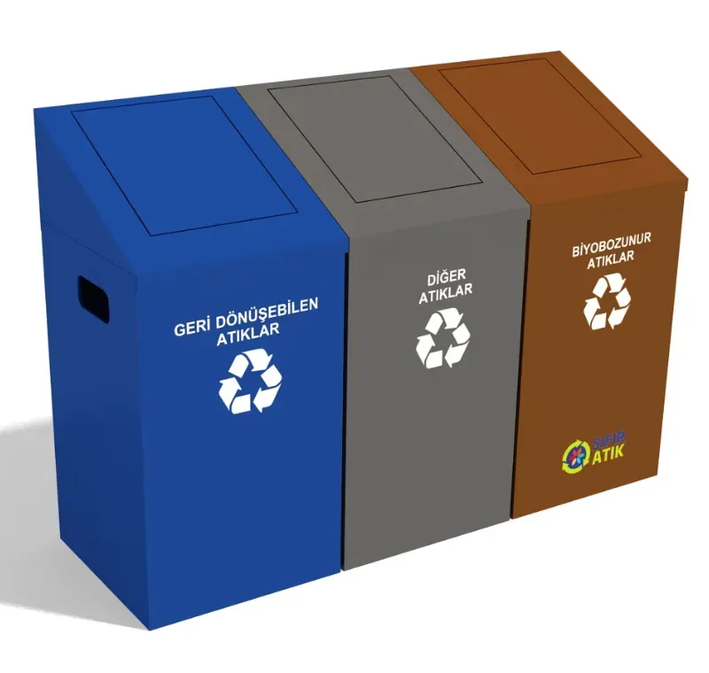 3 lü Sıfır Atık Çöp Kovası -GDK-3035-A