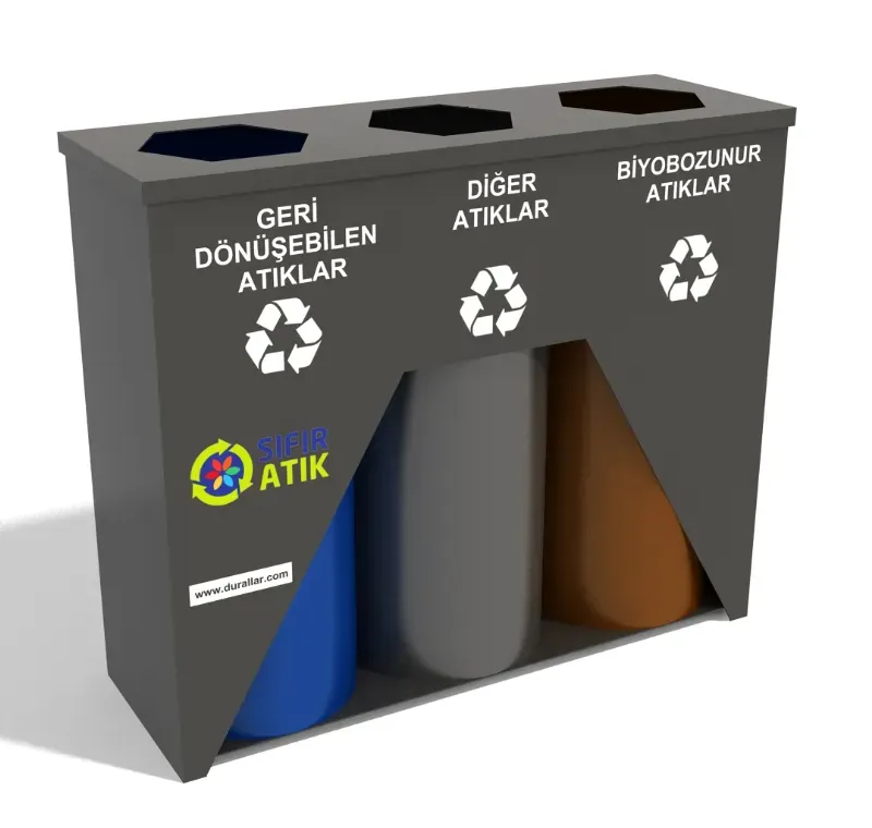 3 lü Sıfır Atık Geri Dönüşüm Kutuları -GDK-3077