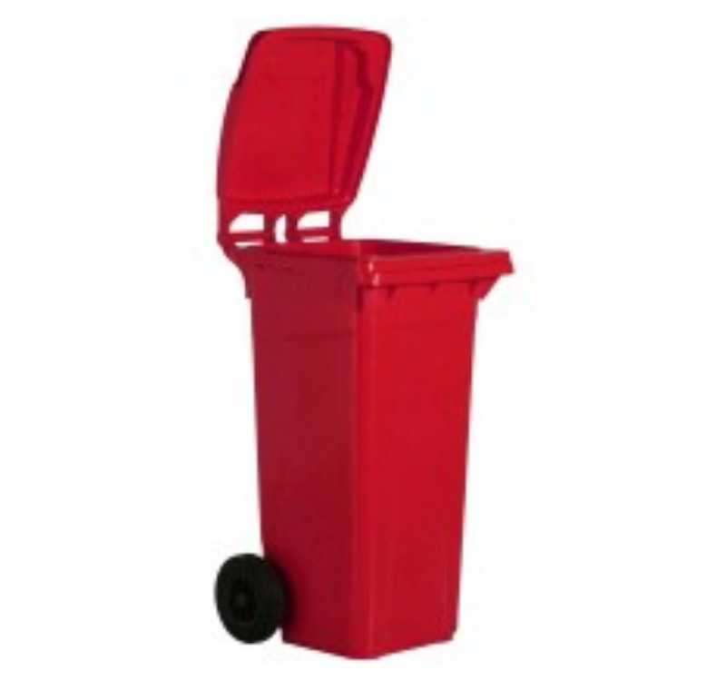 Plastik Çöp Konteyneri -120 Lt Kırmızı