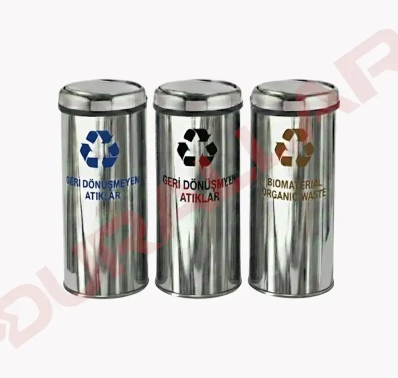 Döner Kapaklı 3 lü Geri Dönüşüm Kutusu -GDK-3012