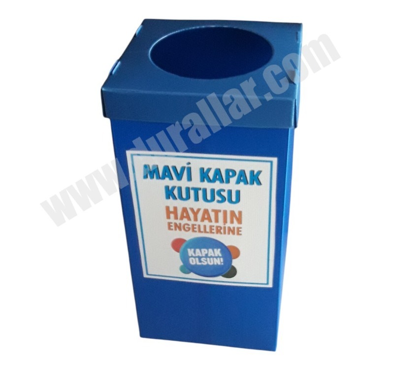 Mavi Kapak Toplama Kutusu -Polipropilen Sıfır Atık Kutusu