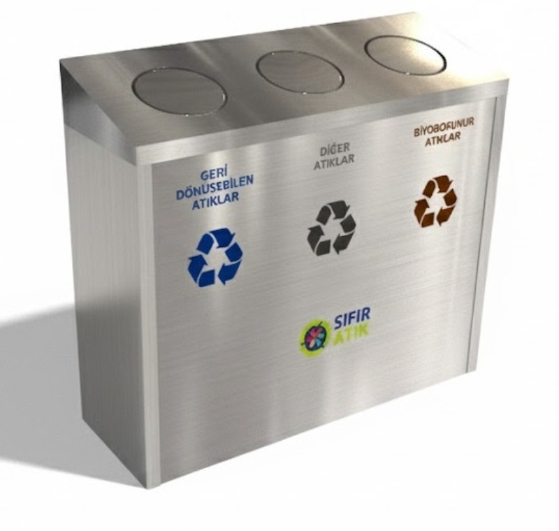 Paslanmaz Sıfır Atık Geri Dönüşüm Kutusu -GDK-3098